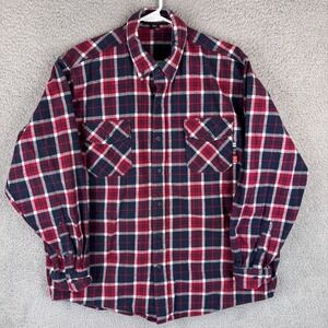 Bocomal Shirt Mens 3XL Red Navy Plaid Flame Resistant FR CAT2 Workwear‎ Heavy